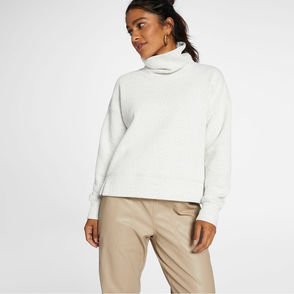 CALIA Women's Cloud Lunar Jacquard Funnel Neck Sweater - Pristine Med Fisherman